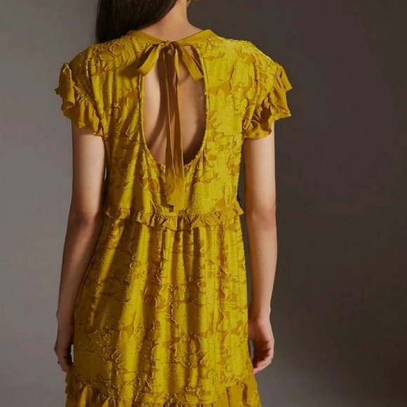 Anthropologie • Playful Floral Ruffle Knit Mini Dress - Picture 14 of 15